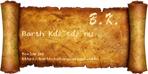 Barth Kötöny névjegykártya